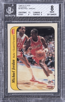 1986-87 Fleer Stickers #8 Michael Jordan Rookie Card - BGS NM-MT 8 
